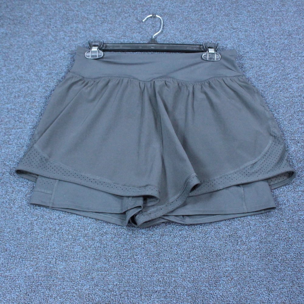 Spanx Get Moving Booty Boost Shorts Womens Large Black Double Layer 2 In 1 Lined